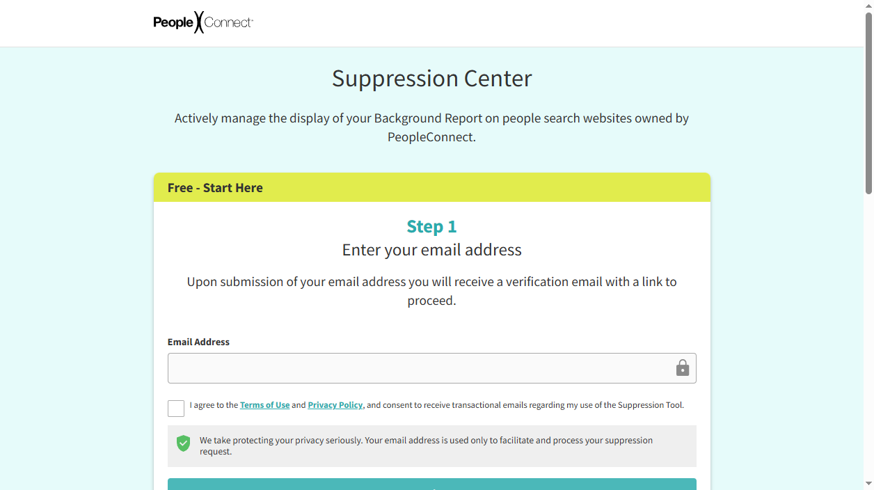 The PeopleConnect Suppression Center at suppression.peopleconnect.us handles Instant Checkmate removals